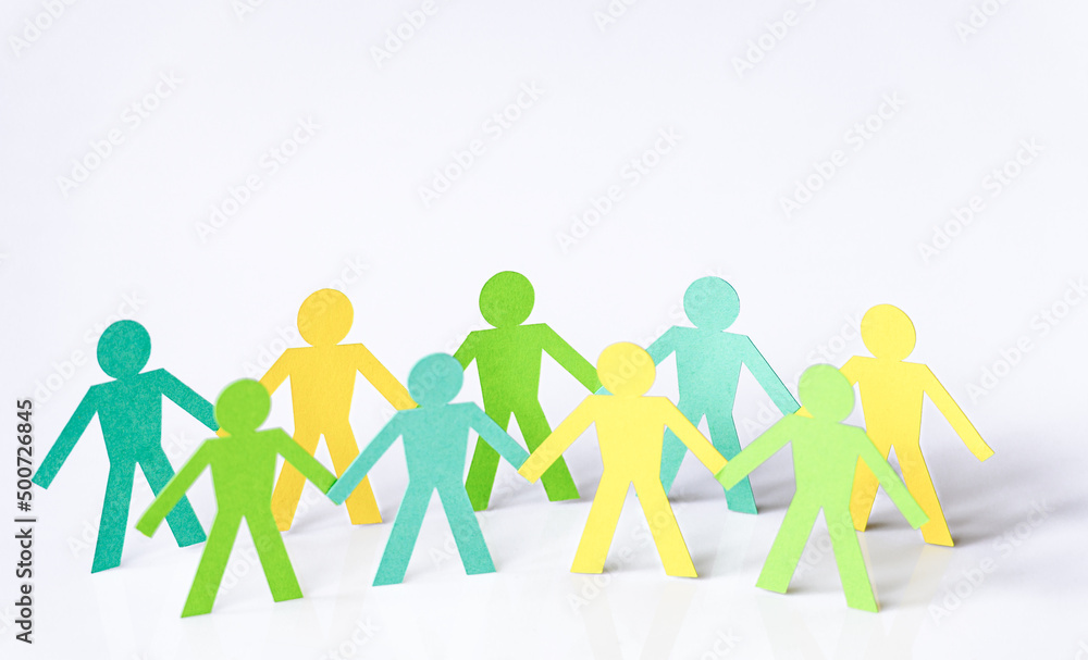 paper people chain concept of social help in group