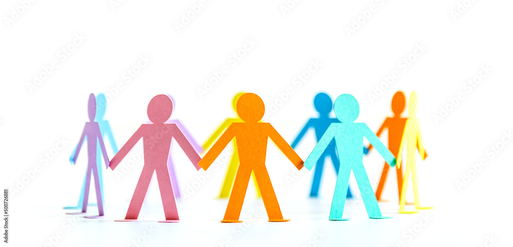 paper people chain concept of social help and togetherness in group