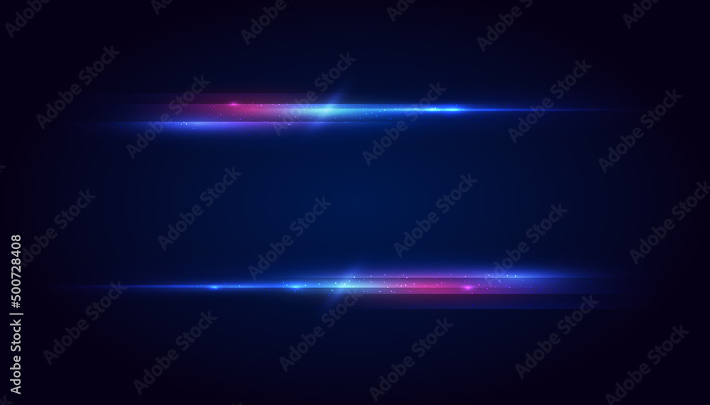 Modern abstract high-speed light effect. Futuristic dynamic motion lines on blue background with copy space. Movement pattern for banner or poster design background concept.