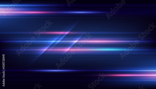 Modern abstract high-speed light effect. Technology futuristic dynamic motion on blue background. Movement pattern for banner or poster design background concept.