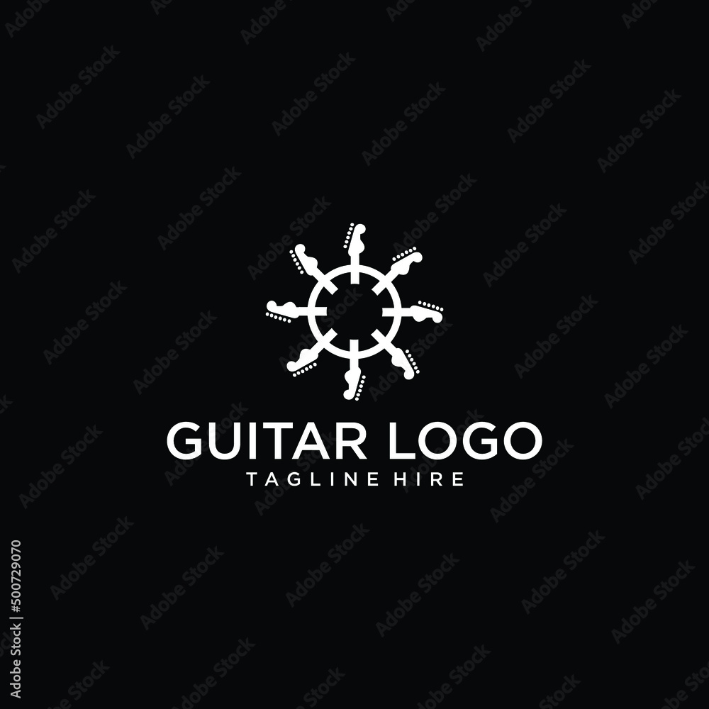 Guitar logo Design Vector Stock Illustration . Guitar Shop Logo .