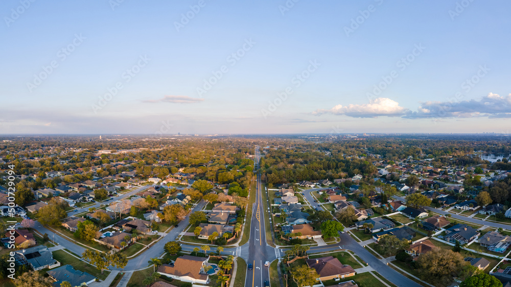 Aerial view of Apopka-Altamonte Springs, Florida. Feb 2022 - obrazy, fototapety, plakaty 