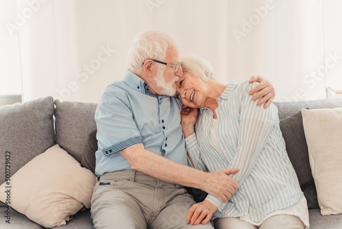 Elderly couple in love - Senior lovers spending time together at home