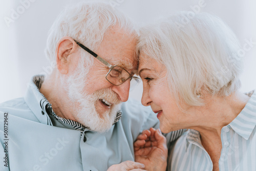 Elderly couple in love - Senior lovers spending time together at home