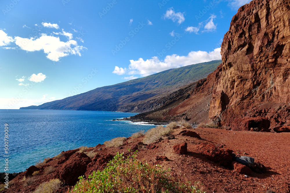 Beautiful volcanic landscape at the coast of El Hierro, Canary Islands.