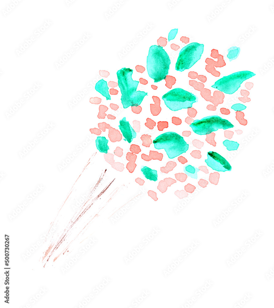 Bouquet of flowers, plants, gift. Watercolor hand drawing illustration. Color art modern Bouquet of flowers, plants, gift. Watercolor hand drawing illustration. Color art modern
