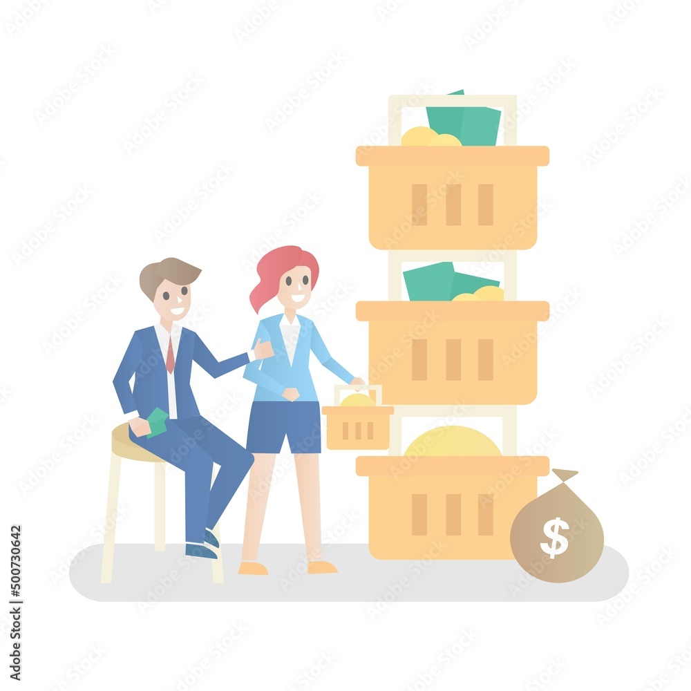 Diversification ,Technique reduces risk by allocating,invest in different assets to reduce volatility,rebalancing investment return,Vector illustration. Diversification ,Technique reduces risk by allocating,invest in different assets to reduce volatility,rebalancing investment return,Vector illustration.