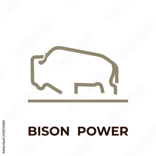 Logo illustration bold line art bison power