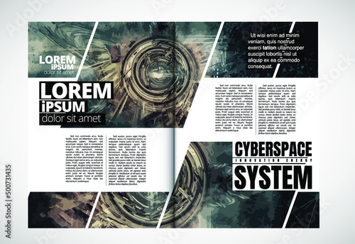 Layout with abstract technology concept ready for brochure, annual report or magazine, vector