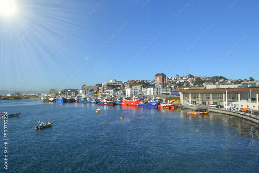 
beautiful port of the city of Talcahuano in southern Chile