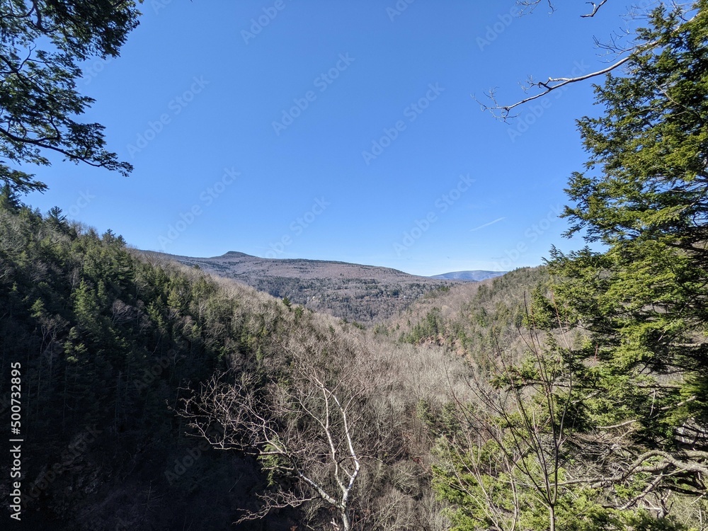 Overview of the Catskills Mountains in Haines Falls, NY - April 2022