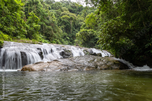 Fototapeta Naklejka Na Ścianę i Meble -  Waterfall of the Ribeirão de Itu river in Boicucanga in the Atlantic Forest in the state of São Paulo - Brazil