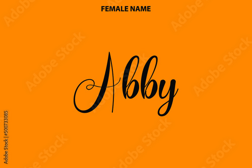 Typographic Spelling of The Girl Name Abby on Yellow Background photo