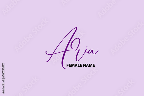 Girl Name Alphabetical Text Aria on Purple Background