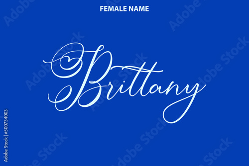 Girl Name Alphabetical Text Brittany on Blue Background