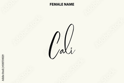 Typographic Spelling of The Girl Name Cali on Light Yellow Background