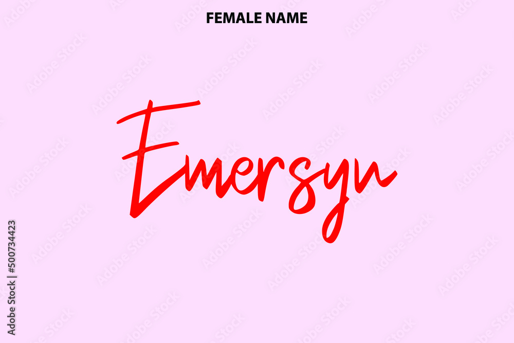 Girl Name Emersyn Alphabetical Text on Pink Background Girl Name Emersyn Alphabetical Text on Pink Background