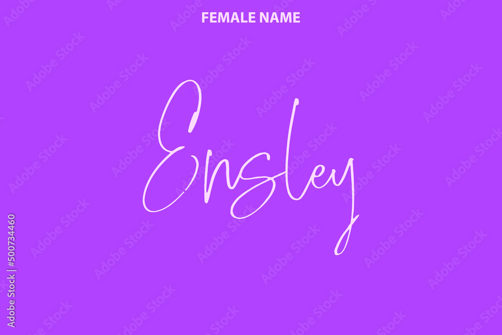 Girl Name Ensley Alphabetical Text  on Purple Background