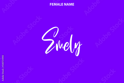 Emely Girl Name Alphabetical Text on Purple Background