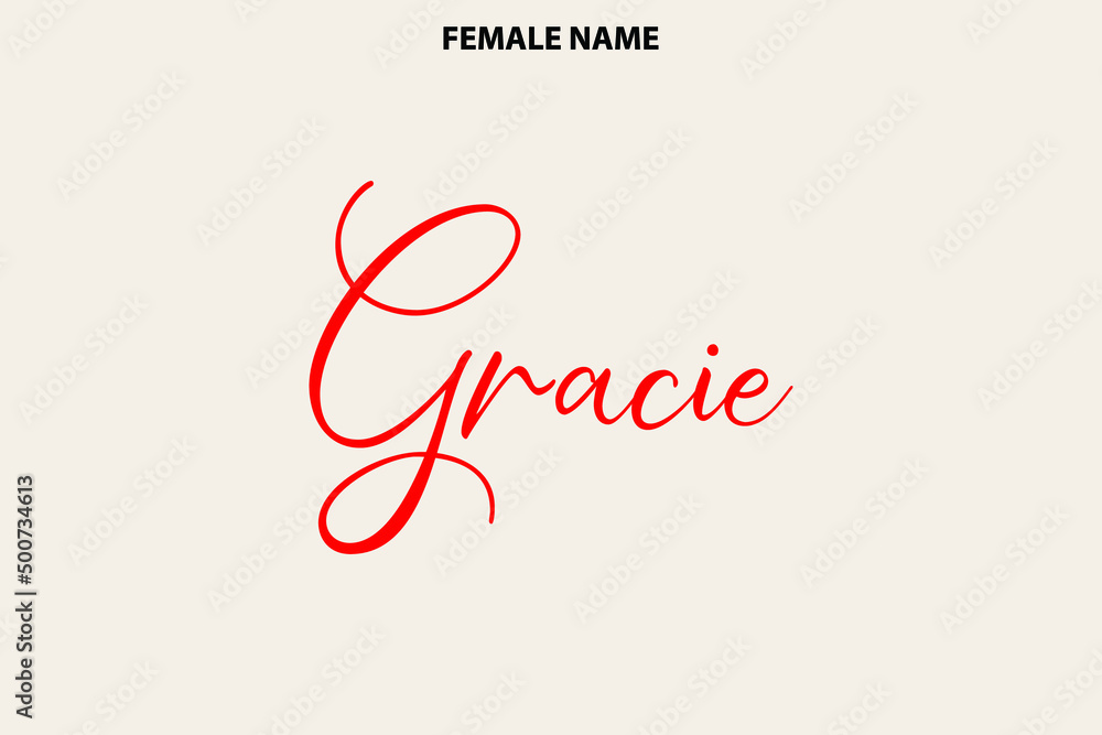 Gracie Girl Name Alphabetical Text  on Light Yellow Background