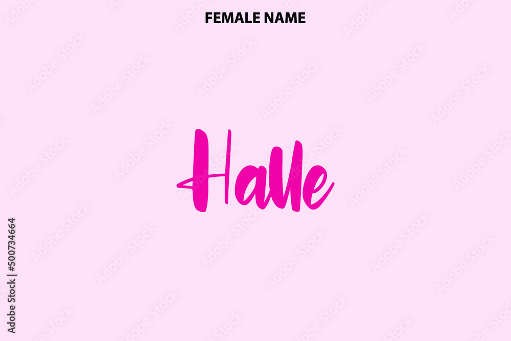 Halle Girl Name Alphabetical Text   
 on Pink Background