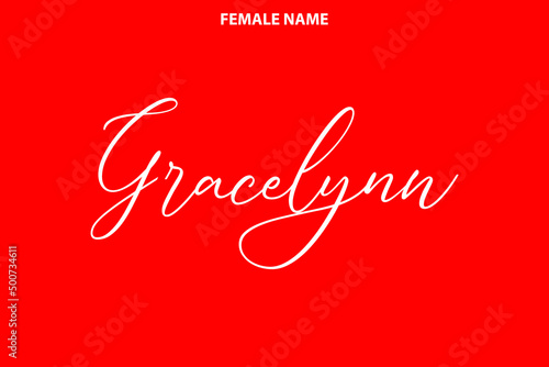 Girl Name Gracelynn Alphabetical Text on Red Background