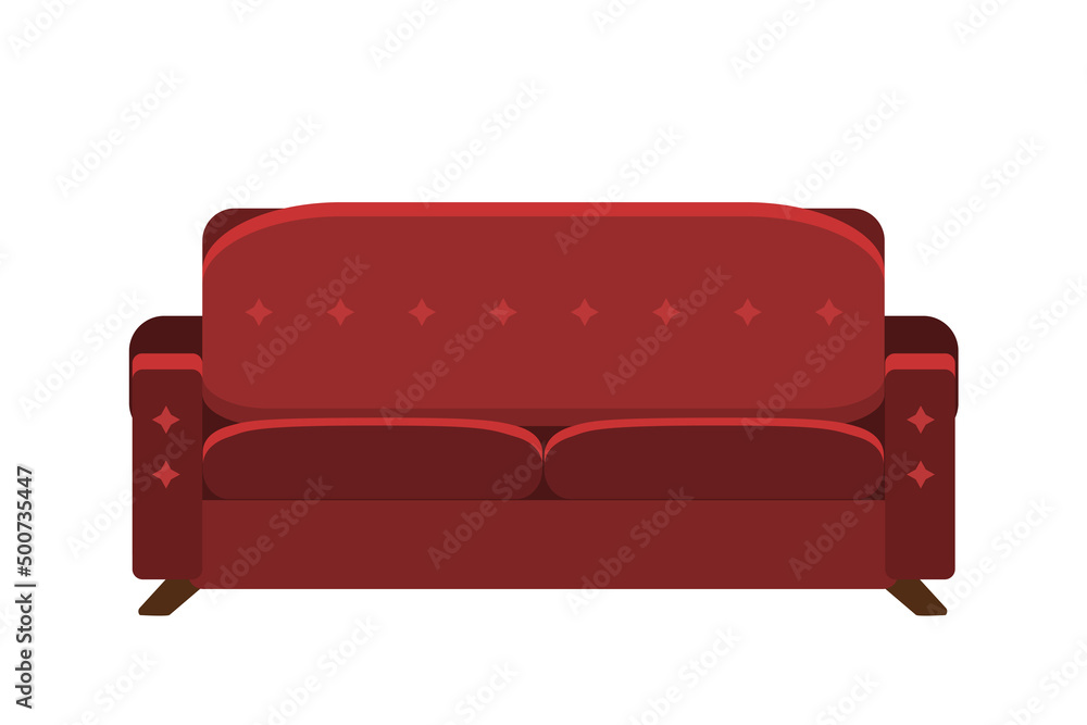 Comfortable red sofa on white background. Vector image. Comfortable red sofa on white background. Vector image.
