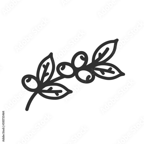 Coffee branch line icon or linear style pictogram isolated. Vector outline Symbol, logo for cafe or shop.