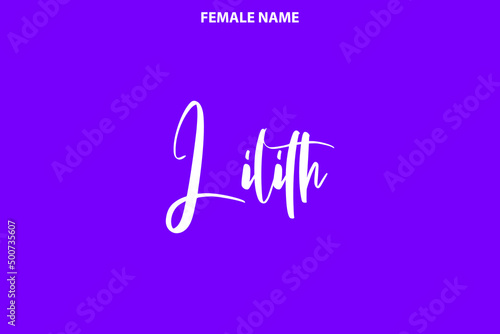 Typography Personal Female Names Lilith on Purple Background