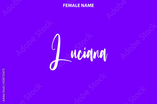 Girl Name Alphabetical Text   Luciana on Purple Background photo