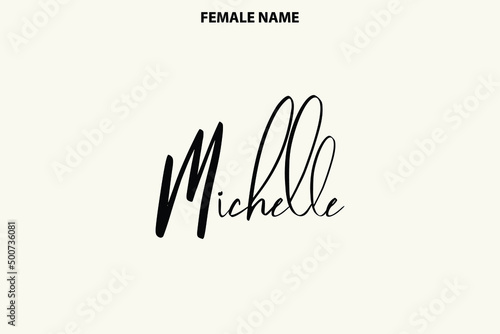 Michelle Female Name Handwritten Lettering Logo on Light Yellow Background