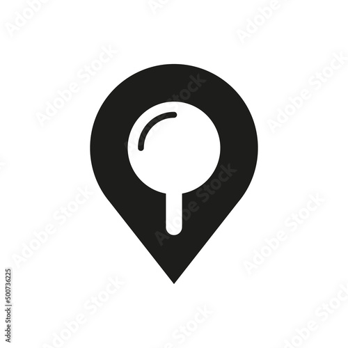 Search internet web with magnifying glass locator. Location PinPoint vector logo icon