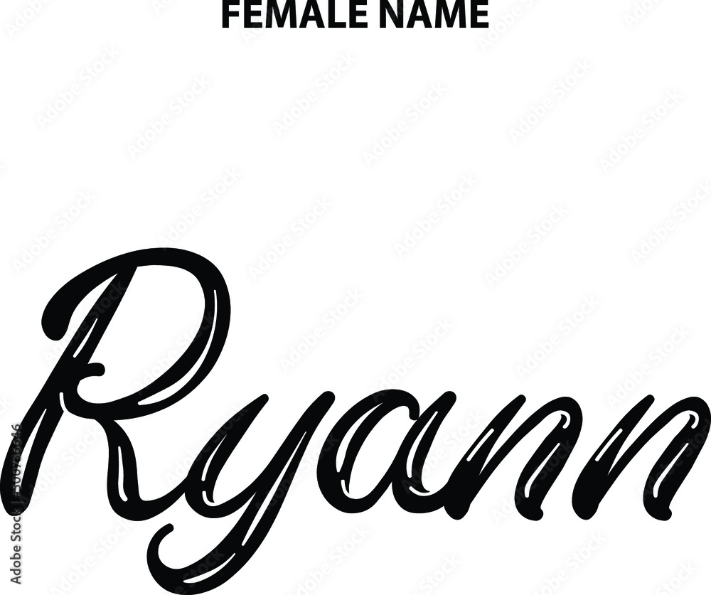 Obraz premium Ryann Outline Text Lettering Girl Name Design