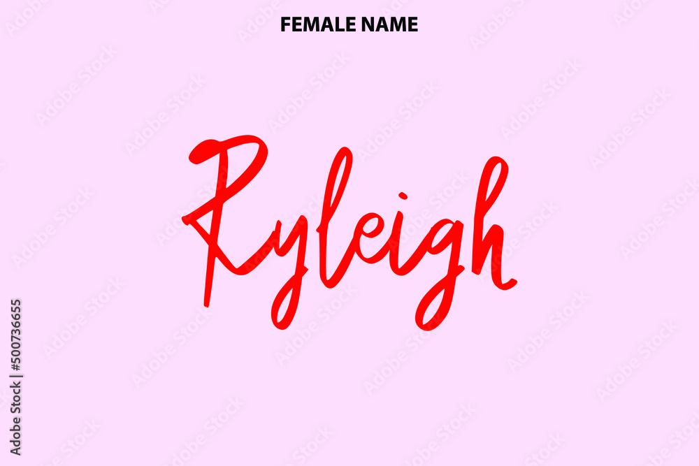 Text Lettering Female First Name Ryleigh on Pink Background