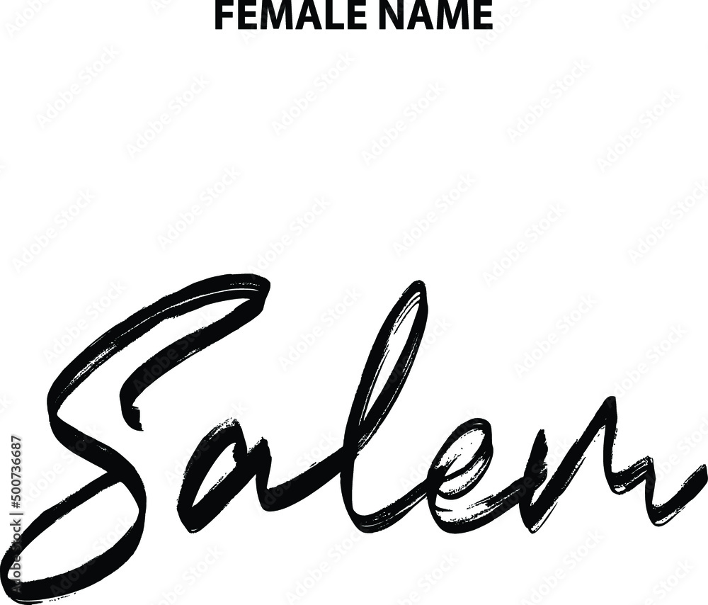 Salem English Women's Name Text Brush Lettering Salem English Women's Name Text Brush Lettering