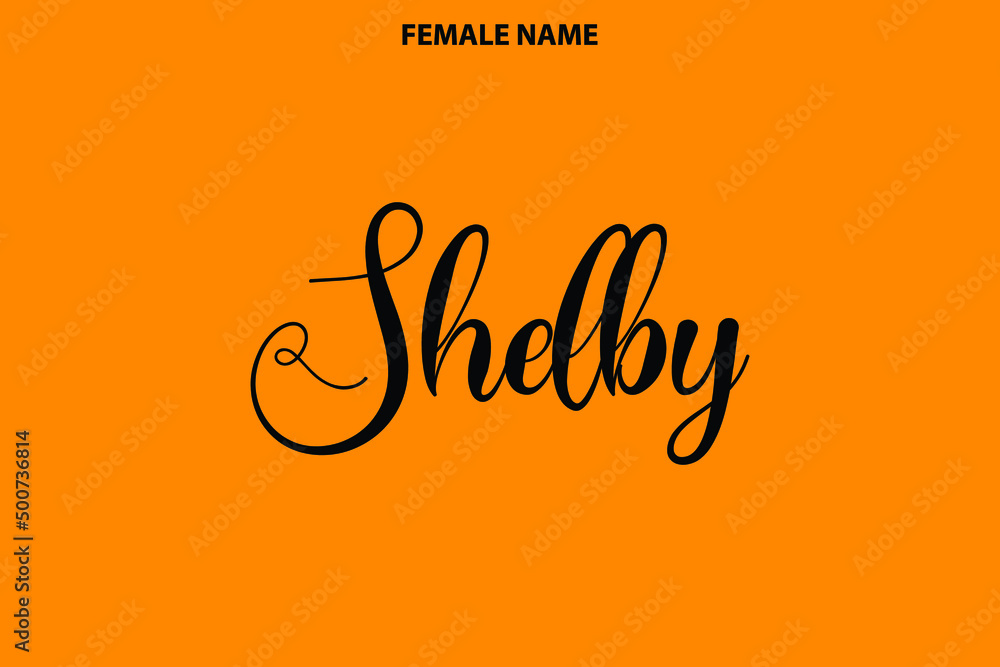 Fototapeta premium Shelby Girl Name Alphabetical Text on Yellow Background