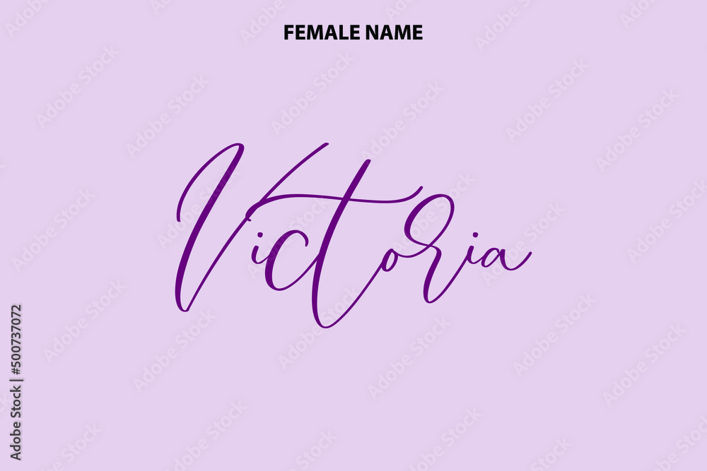 Typographic Spelling of The Girl Name Victoria on Light Purple Background