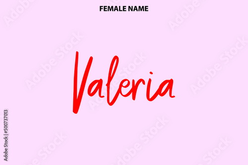 Word Art Person Female Name  Valeria  Vector Graphic on Pink Background photo