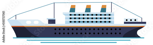 Big steamboat icon. Marine travel passenger ship