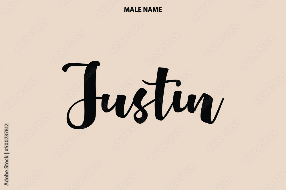 Baby Boy Name Justin Elegant Inscription Lettering Sign Stock ベクター ...