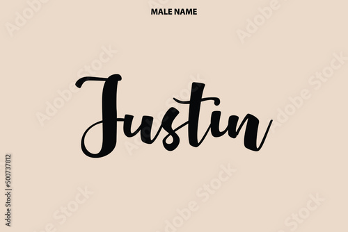 Baby Boy Name Justin Elegant Inscription Lettering Sign photo