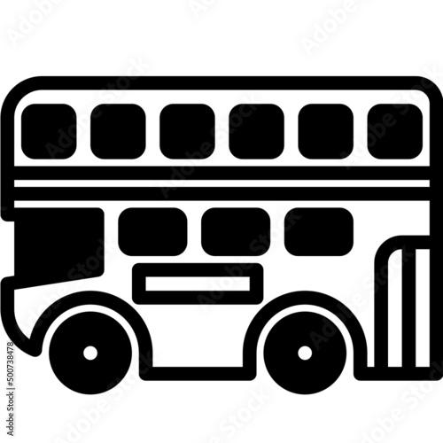double decker bus solid line icon