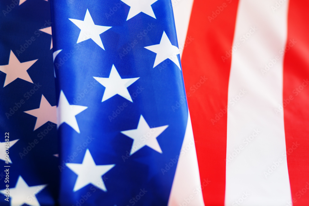 Fototapeta premium memorial day, american flag on veterans parade, independence day, Fourth of July,