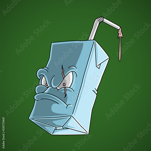 Cartoon character of fierce faced box drink