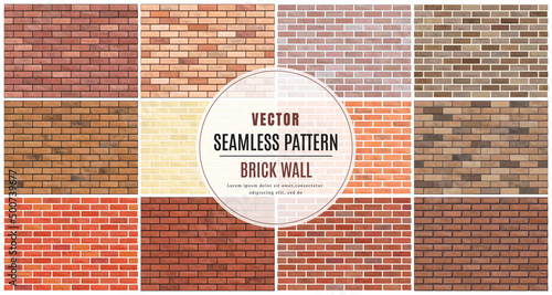 Block brick wall seamless pattern collection set texture background photo