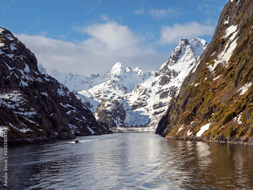 Obraz premium Beautiful Trollfjord in the Lofoten Islands, Norway