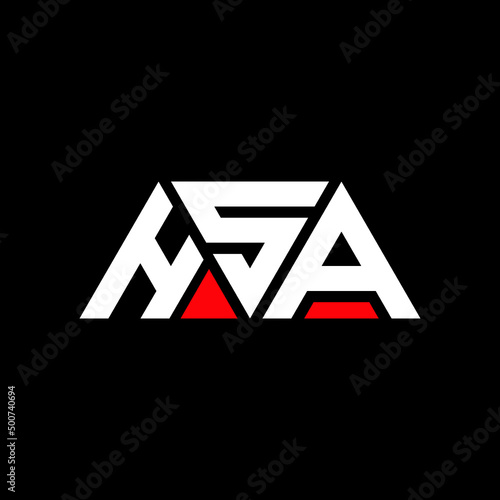 Fototapeta Naklejka Na Ścianę i Meble -  HSA triangle letter logo design with triangle shape. HSA triangle logo design monogram. HSA triangle vector logo template with red color. HSA triangular logo Simple, Elegant, and Luxurious Logo...
