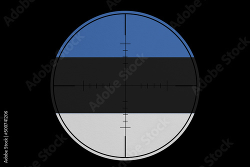 Sniper sight. Conceptual graphics in colors of national flag. Estonia