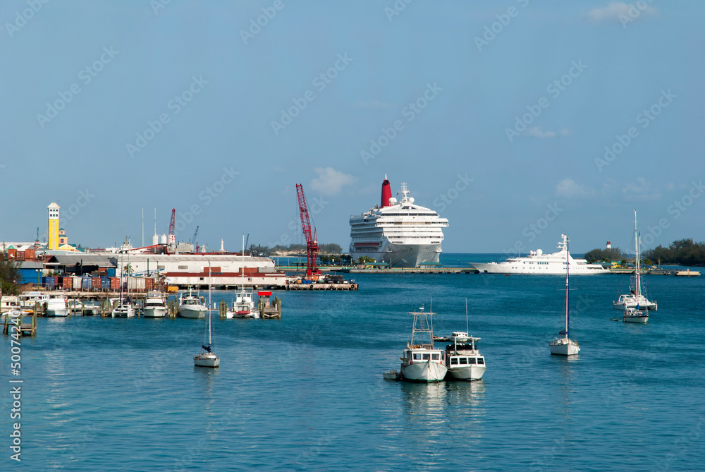 Nassau Harbour Boats And A Cruise Ship