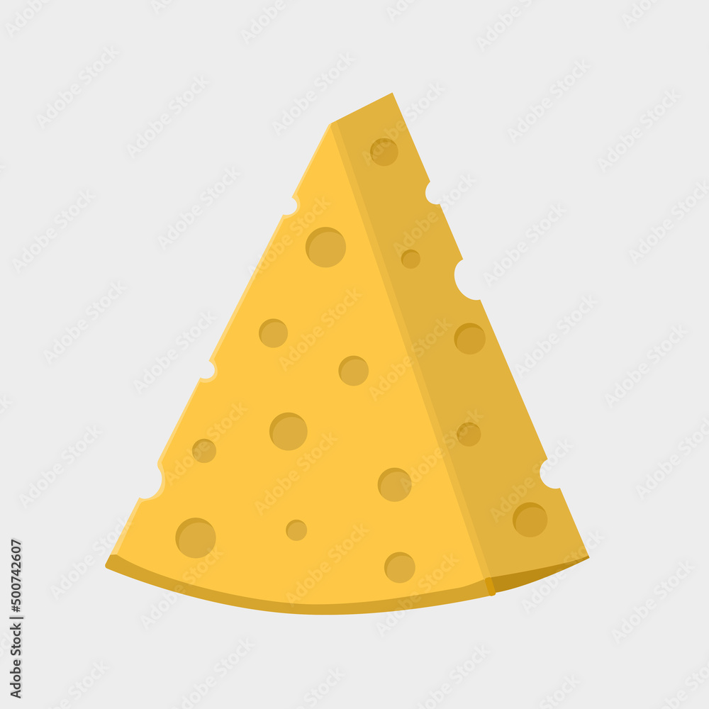 Triangular piece of cheese in flat style. Vector image. Triangular piece of cheese in flat style. Vector image.